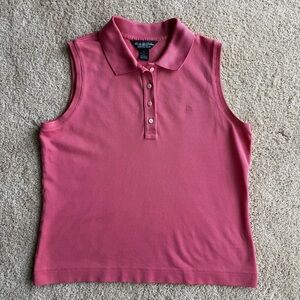 Brooks Brothers Women’s Sleeveless Polo Shirt Pink XL Performance Cotton